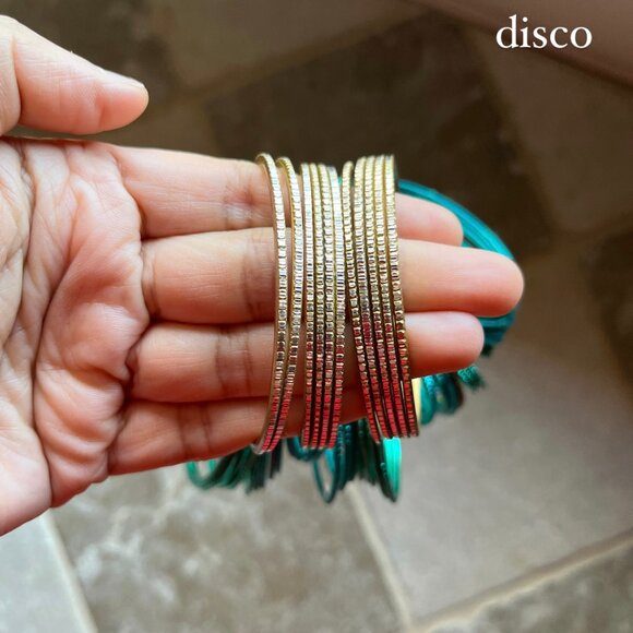 Blue Teal Aquamarine sparkle bangle set princess jasmine bollywood - Picture 13 of 17